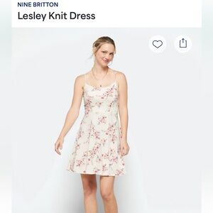 USED - Nine Britton Lesley Knit Dress - white with pink florals